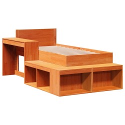 Cadre de lit sans matelas cire marron 80x200 cm bois pin massif 