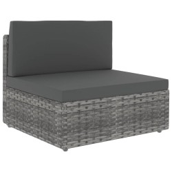 Salon de jardin 4 pcs avec coussins Gris Résine tressée 