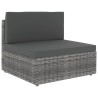 Salon de jardin 4 pcs avec coussins Gris Résine tressée 