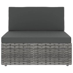 Salon de jardin 4 pcs avec coussins Gris Résine tressée 