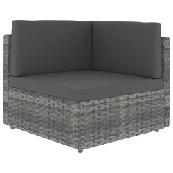 Salon de jardin 4 pcs avec coussins Gris Résine tressée 