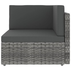 Salon de jardin 4 pcs avec coussins Gris Résine tressée 