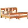 Lit bibliothèque sans matelas cire marron 200x200 cm pin massif 