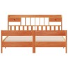 Lit bibliothèque sans matelas cire marron 200x200 cm pin massif 