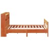 Lit bibliothèque sans matelas cire marron 200x200 cm pin massif 