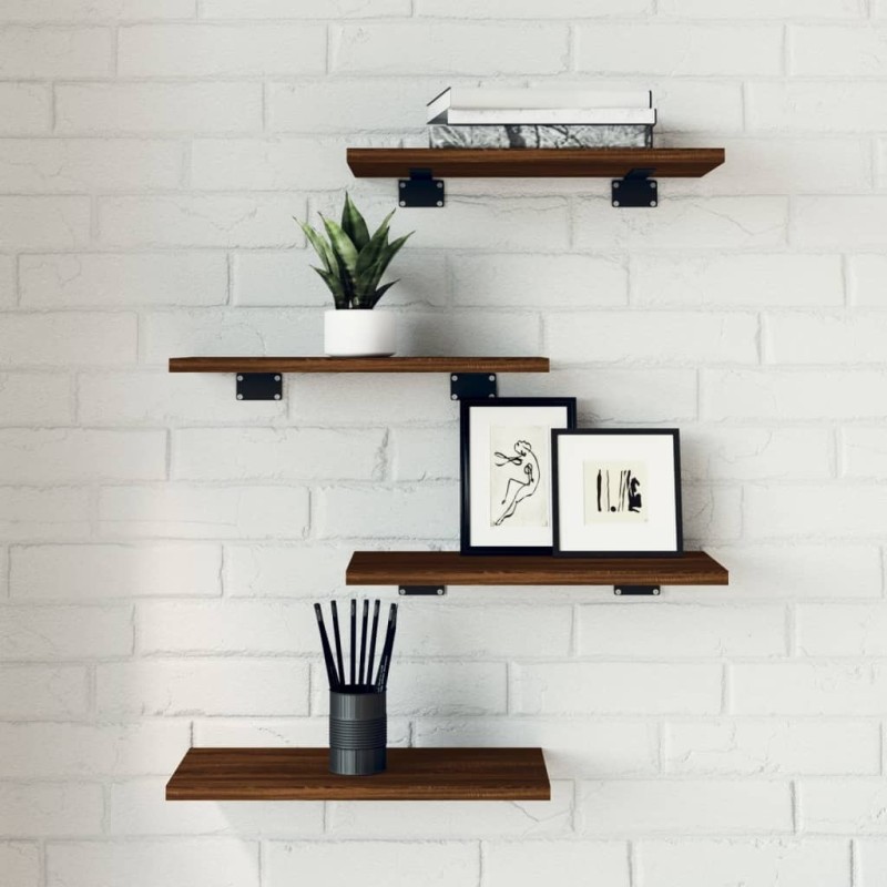 Étagères murales 4 pcs chêne marron 40x20x1,5cm bois ingénierie 