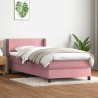 Sommier à lattes de lit avec matelas rose 100x210 cm velours 