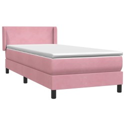 Sommier à lattes de lit avec matelas rose 100x210 cm velours 