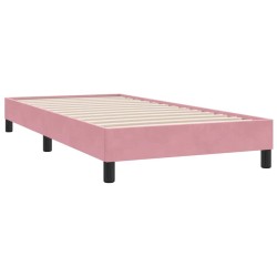 Sommier à lattes de lit avec matelas rose 100x210 cm velours 