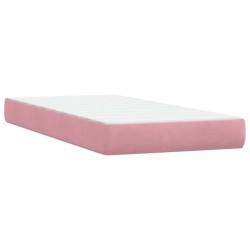 Sommier à lattes de lit avec matelas rose 100x210 cm velours 