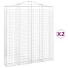 Paniers à gabions arqués 2 pcs 200x30x220/240 cm fer galvanisé 