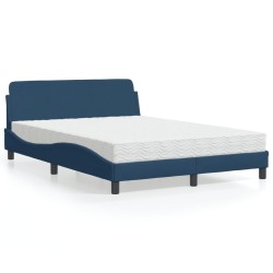Lit avec matelas bleu 120x200 cm tissu 