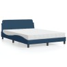 Lit avec matelas bleu 120x200 cm tissu 