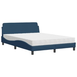 Lit avec matelas bleu 120x200 cm tissu 