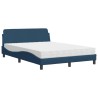 Lit avec matelas bleu 120x200 cm tissu 