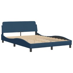 Lit avec matelas bleu 120x200 cm tissu 