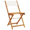 Ensemble à manger de jardin 5 pcs blanc crème tissu bois massif 