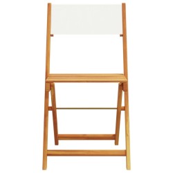 Ensemble à manger de jardin 5 pcs blanc crème tissu bois massif 
