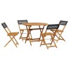 Ensemble à manger de jardin 5 pcs résine tressée et bois massif 