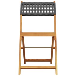 Ensemble à manger de jardin 5 pcs résine tressée et bois massif 