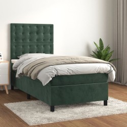 Sommier à lattes de lit et matelas Vert foncé 80x200 cm Velours 