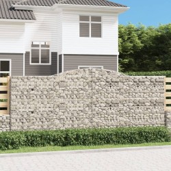 Paniers à gabions arqués 2 pcs 400x30x160/180 cm Fer galvanisé 