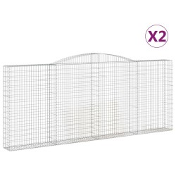 Paniers à gabions arqués 2 pcs 400x30x160/180 cm Fer galvanisé 