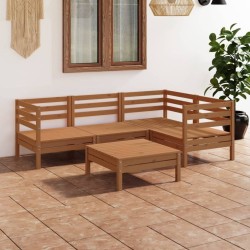 Salon de jardin 5 pcs Bois de pin massif Marron miel 