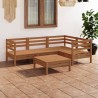 Salon de jardin 5 pcs Bois de pin massif Marron miel 