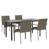 Ensemble à manger de jardin coussins 5 pcs noir et gris 