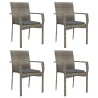 Ensemble à manger de jardin coussins 5 pcs noir et gris 