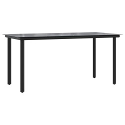 Ensemble à manger de jardin coussins 5 pcs noir et gris 