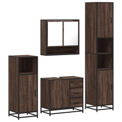 Ensemble de meubles de salle de bain 4 pcs chêne marron 