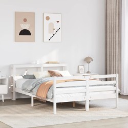 Cadre de lit avec tête de lit sans matelas blanc 150x200 cm 