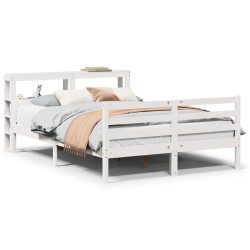 Cadre de lit avec tête de lit sans matelas blanc 150x200 cm 