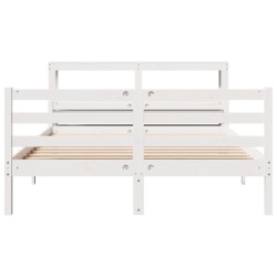 Cadre de lit avec tête de lit sans matelas blanc 150x200 cm 