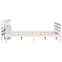 Cadre de lit avec tête de lit sans matelas blanc 150x200 cm 