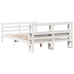Cadre de lit avec tête de lit sans matelas blanc 150x200 cm 