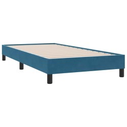 Sommier à lattes de lit et matelas bleu foncé 100x210cm velours 