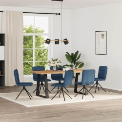 Chaises à manger lot de 6 bleu tissu 
