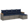 Salon de jardin 5 pcs avec coussins gris résine tressée 