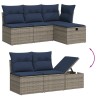 Salon de jardin 5 pcs avec coussins gris résine tressée 