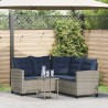 Canapé de jardin avec table et coussins en forme de L gris 