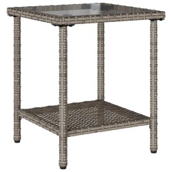 Canapé de jardin avec table et coussins en forme de L gris 