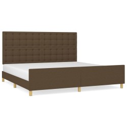 Cadre de lit sans matelas marron foncé 200x200 cm tissu 