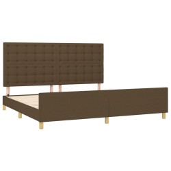 Cadre de lit sans matelas marron foncé 200x200 cm tissu 
