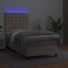 Sommier à lattes de lit avec matelas et LED Cappuccino 90x190cm 