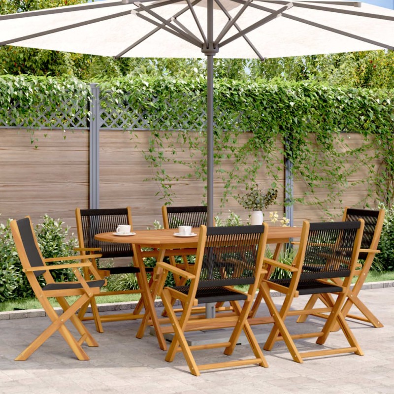 Chaises de jardin pliantes lot de 6 noir bois d'acacia massif 