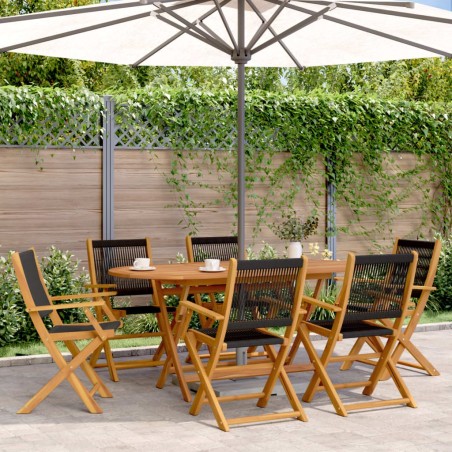 Chaises de jardin pliantes lot de 6 noir bois d'acacia massif 