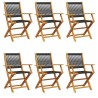 Chaises de jardin pliantes lot de 6 noir bois d'acacia massif 